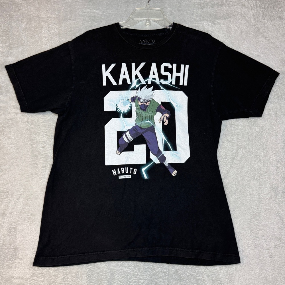 Vintage Naruto Shippuden Kakashi T Shirt 2007 Size Large Black Japanese Anime
